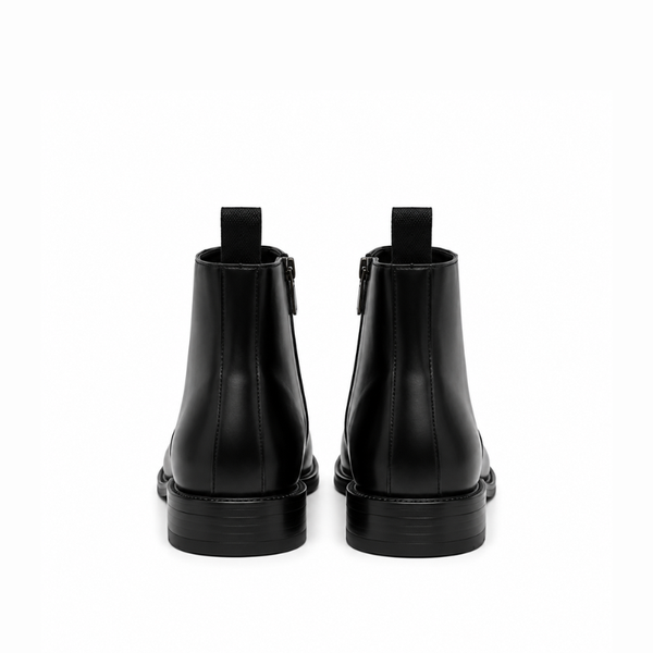 V-cut Leather Side-Zip Chelsea Ankle Boots