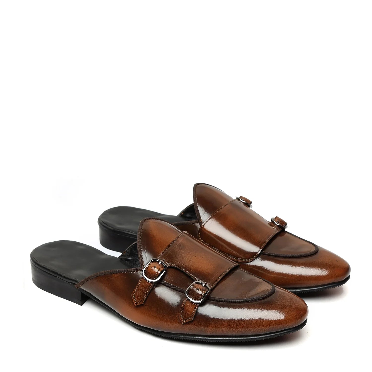 Dark Brown Double Monk Mules