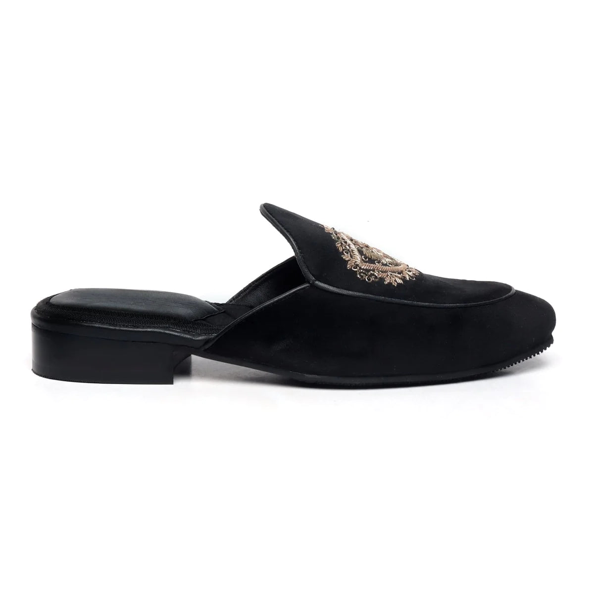 BLACK ITALIAN VELVET MULE