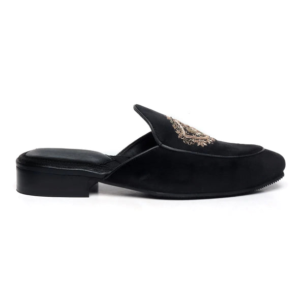 ITALIAN VELVET MULE - Black