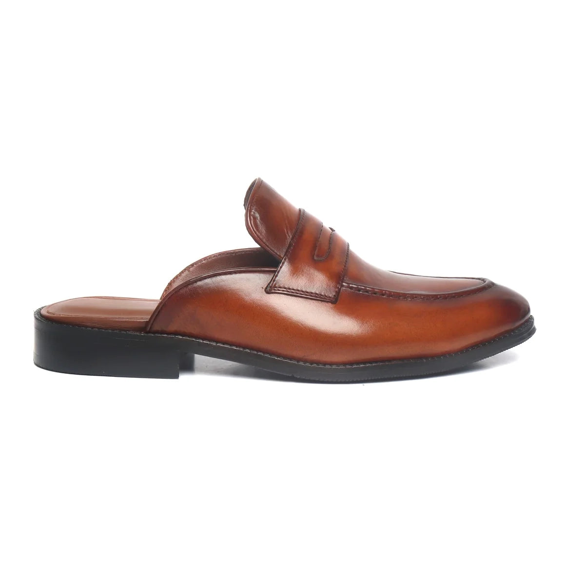 Tan Penny Loafer Mules