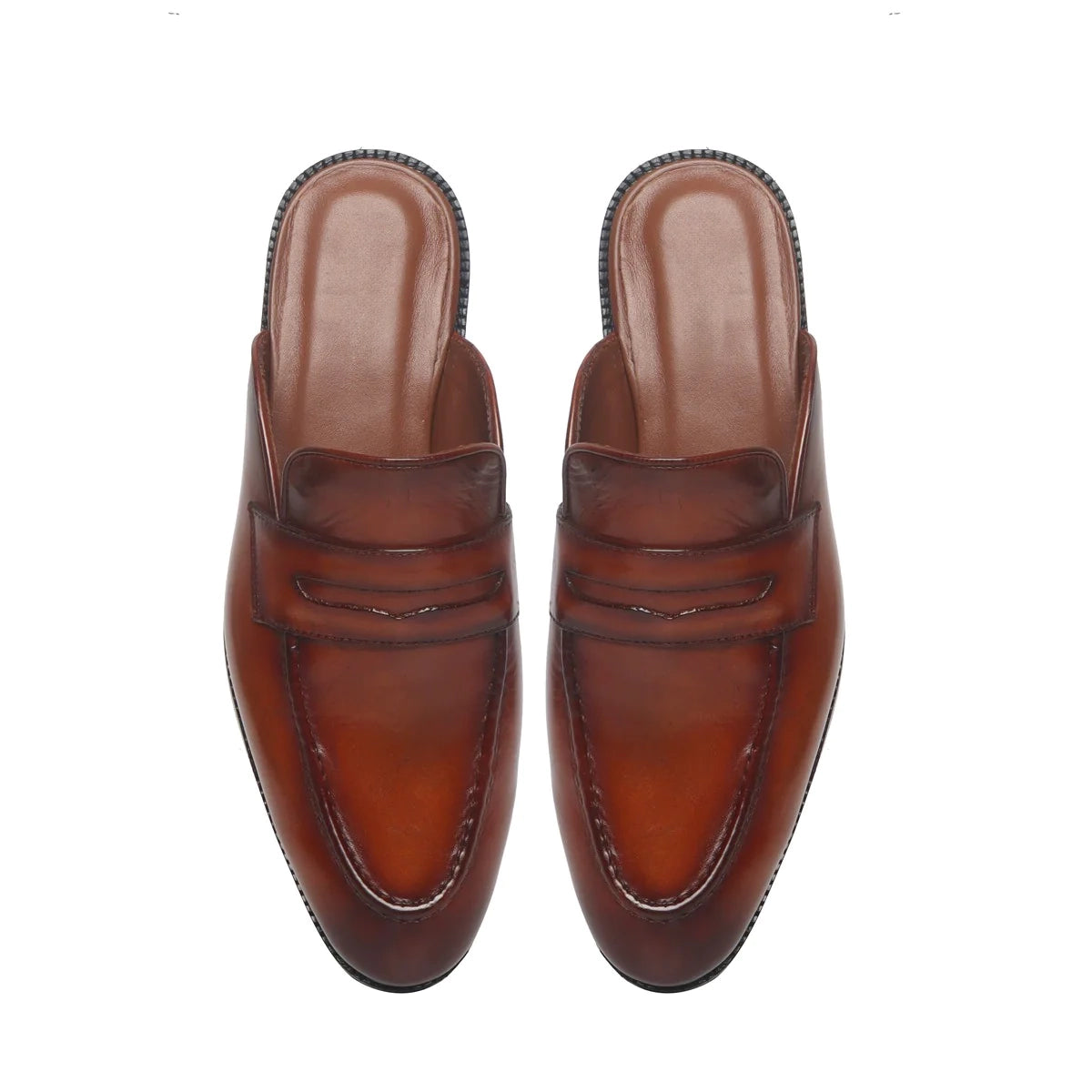 Tan Penny Loafer Mules