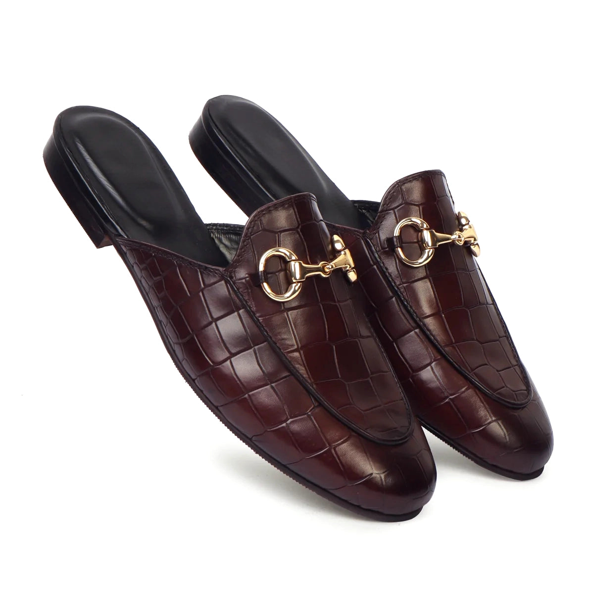 DARK BROWN DEEP CUT HORSEBIT MULES