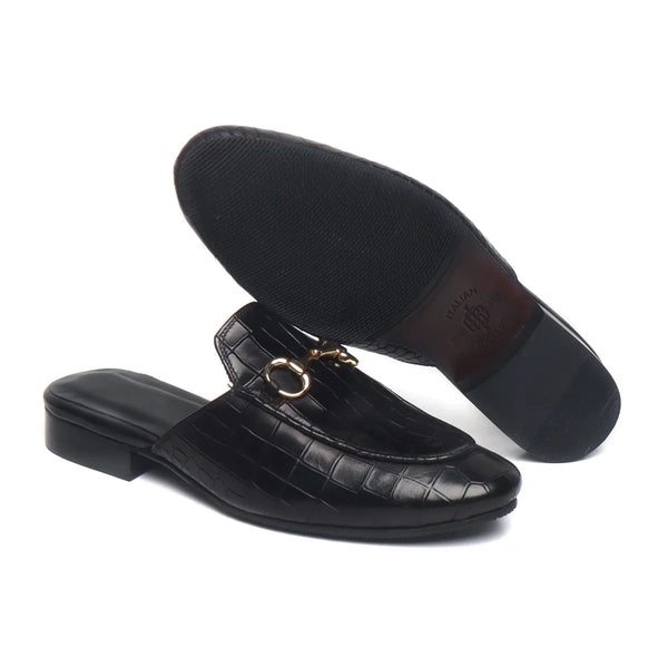 Deep Cut Leather Mules
