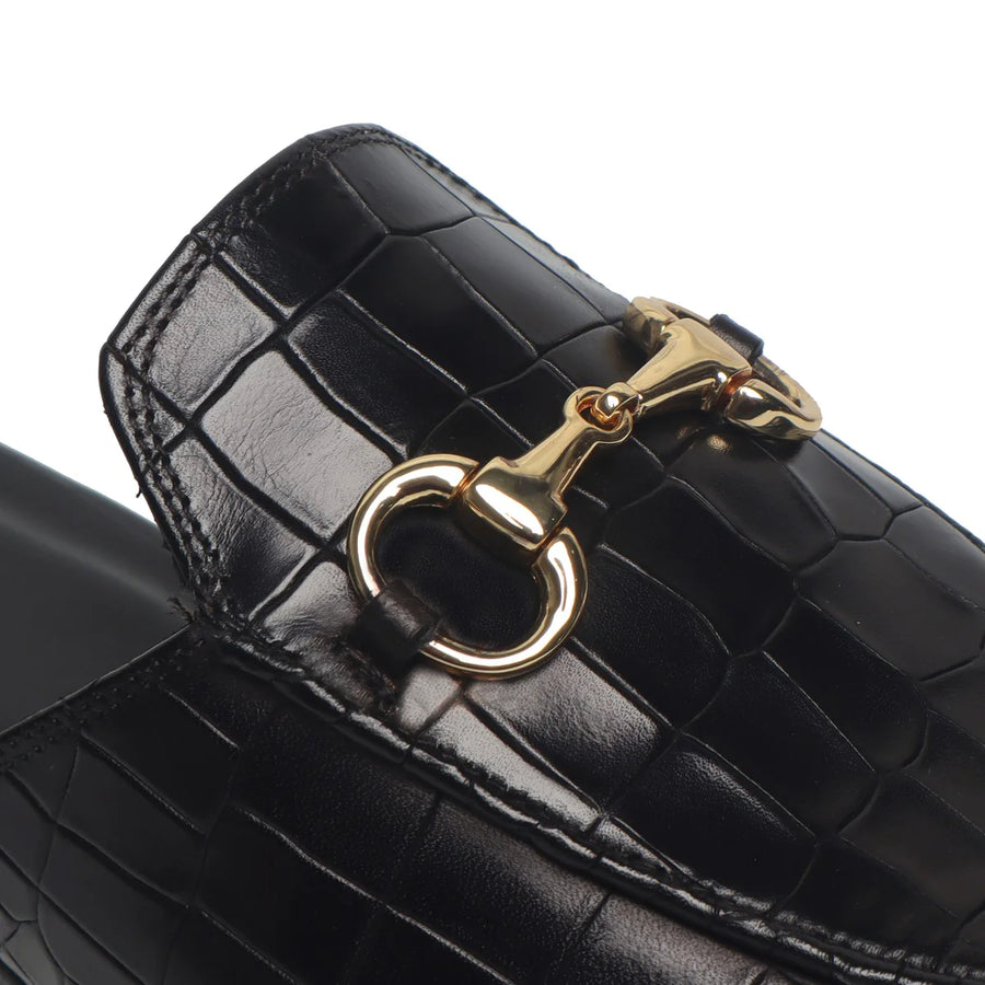 Deep Cut Leather Mules