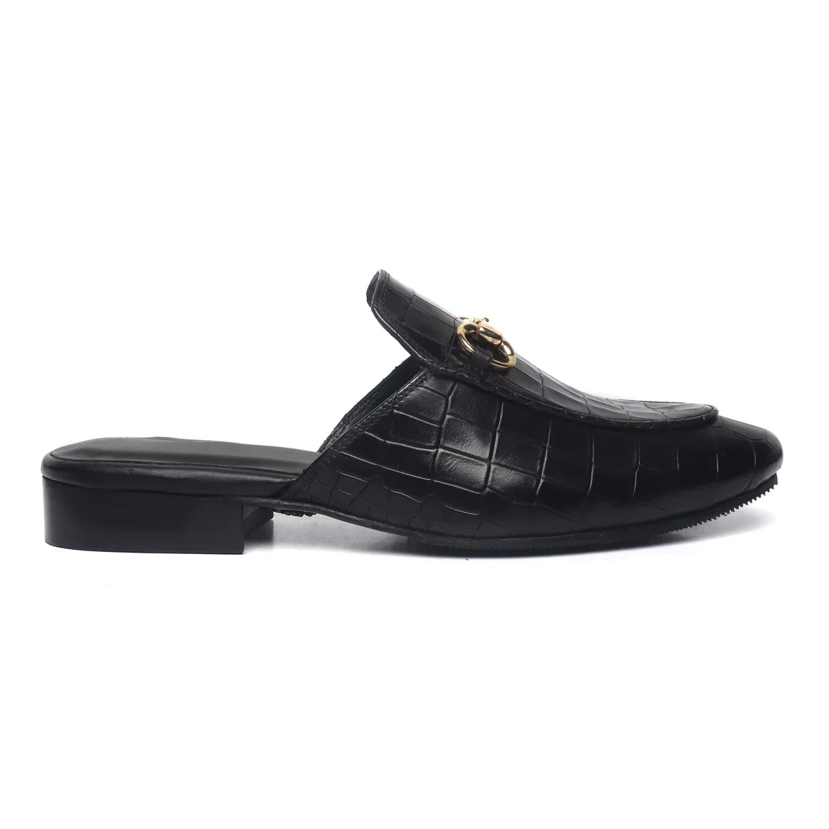 Deep Cut Leather Loafers Mules