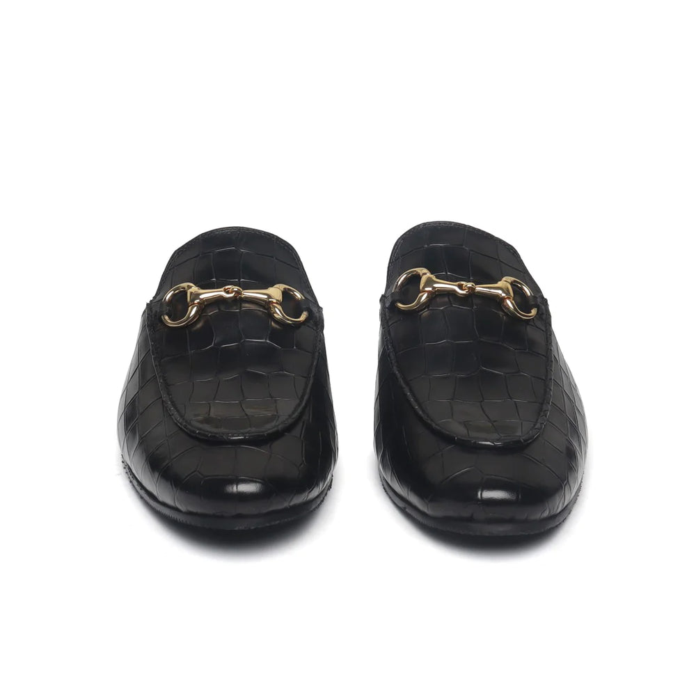 Deep Cut Leather Mules