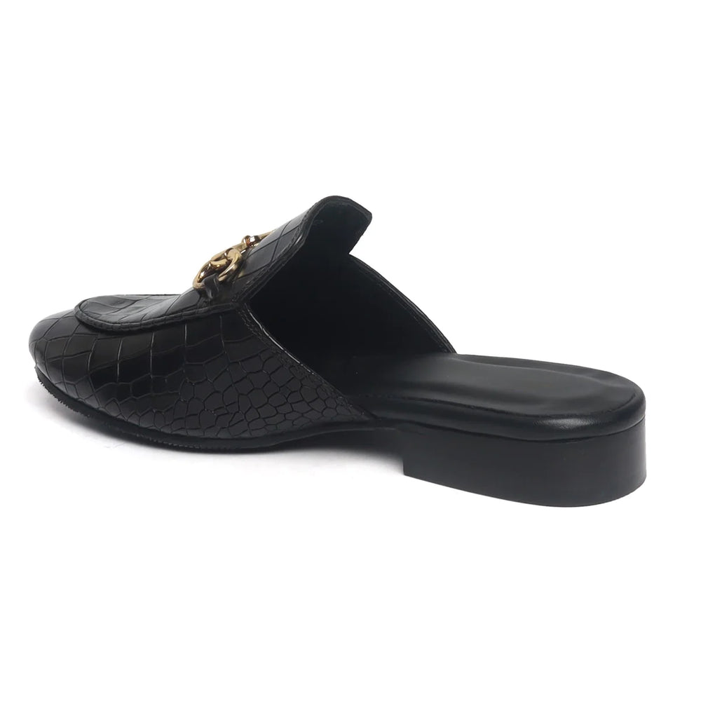 Deep Cut Leather Mules