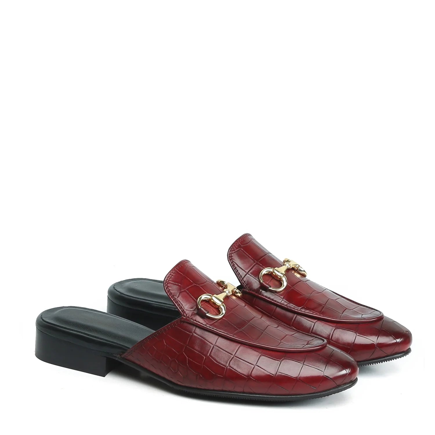 WINE CROCO HORSE-BIT MULES