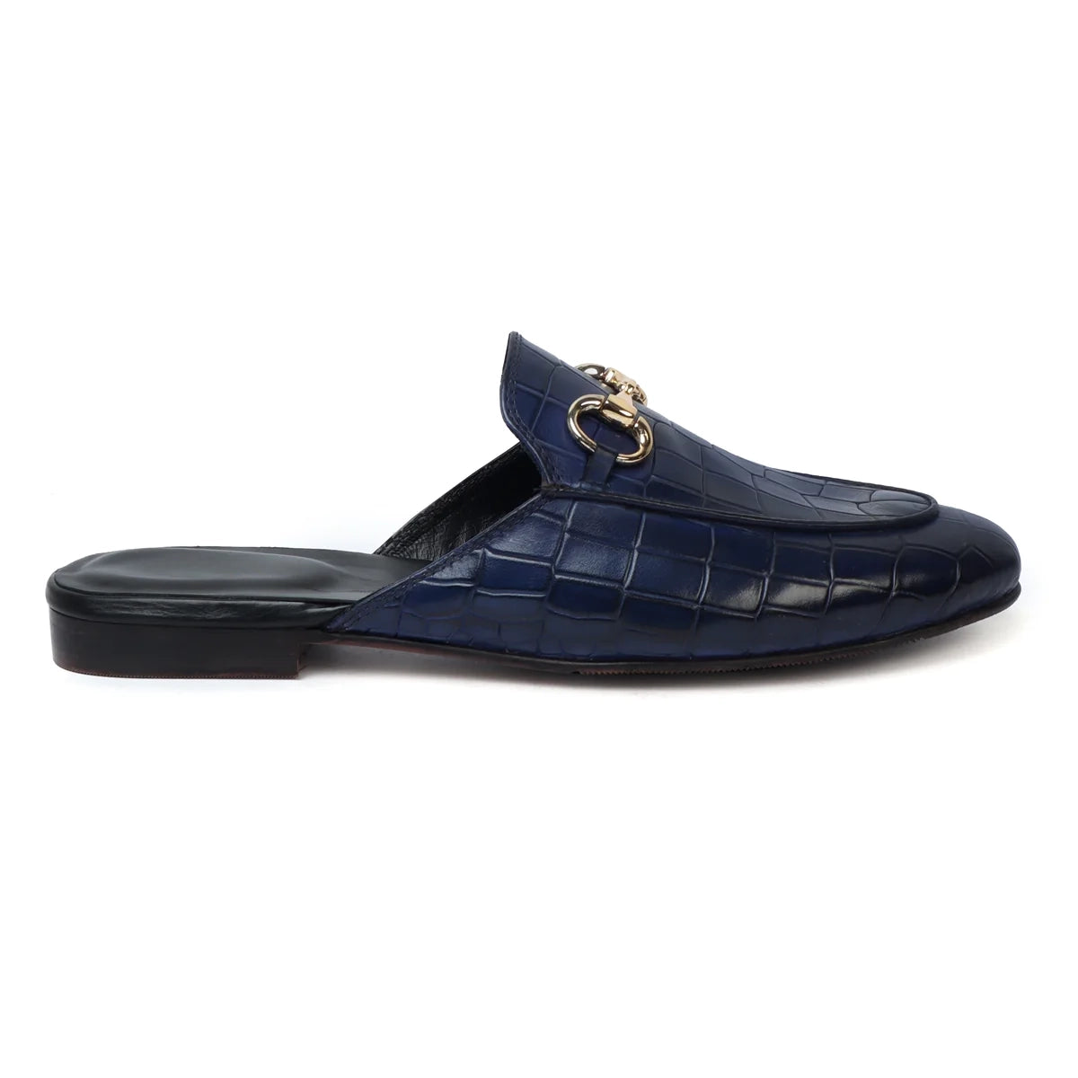 BLUE DEEP CUT LEATHER MULES BLUE DEEP CUT LEATHER MULES