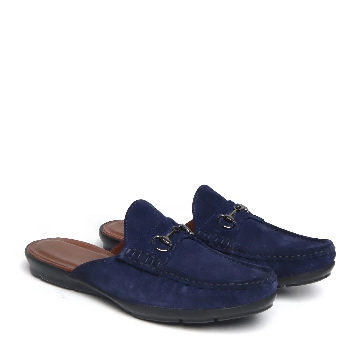 BLUE SUEDE LOAFER MULES