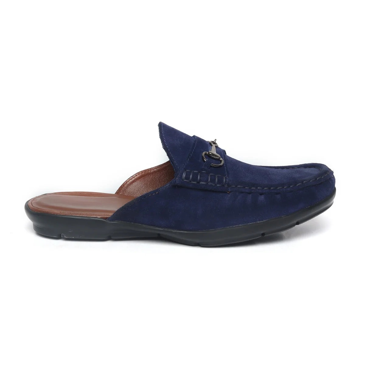 BLUE SUEDE LOAFER MULES