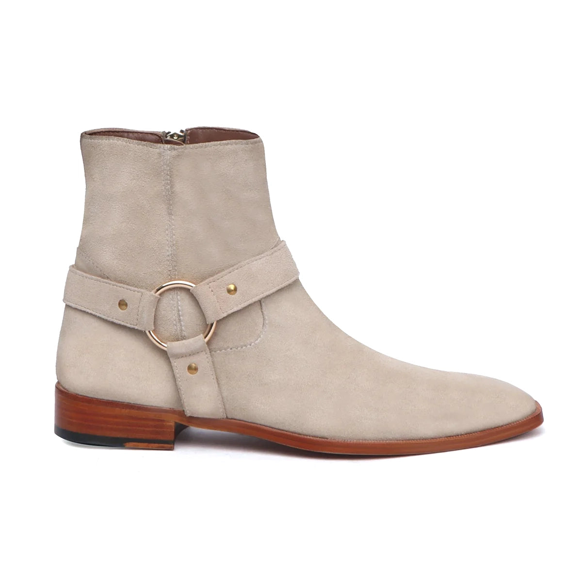 Beige Chelsea Boots in Suede Leather
