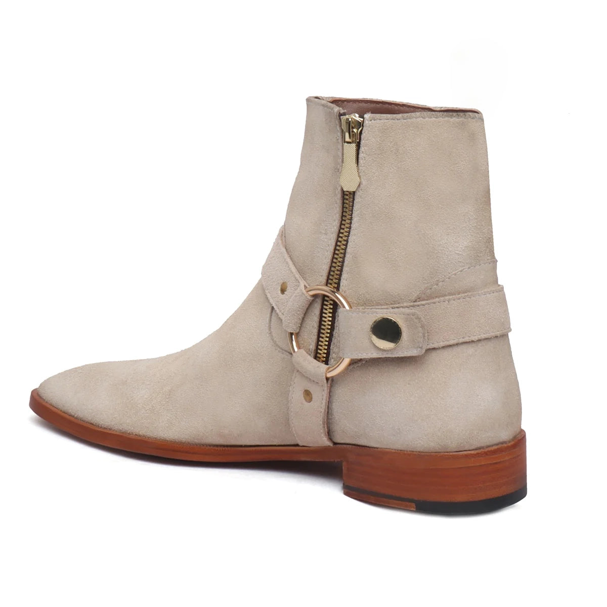 Beige Chelsea Boots in Suede Leather