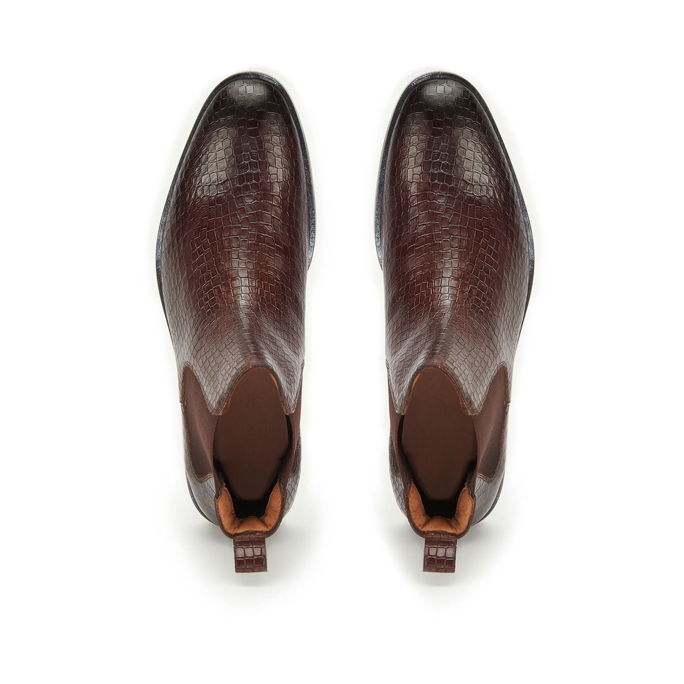 Coffee Croco Leather Boots