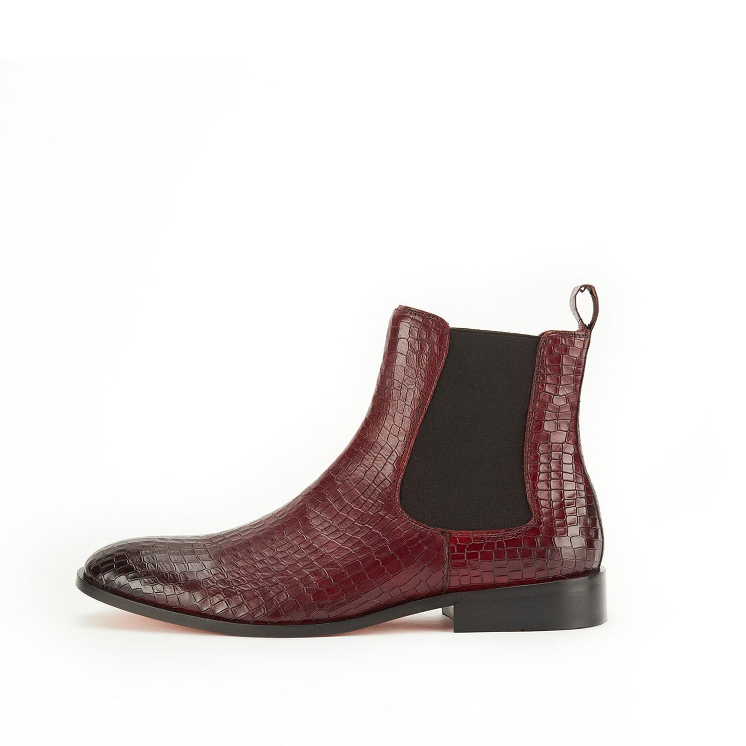 Wine Croco Leather Boots