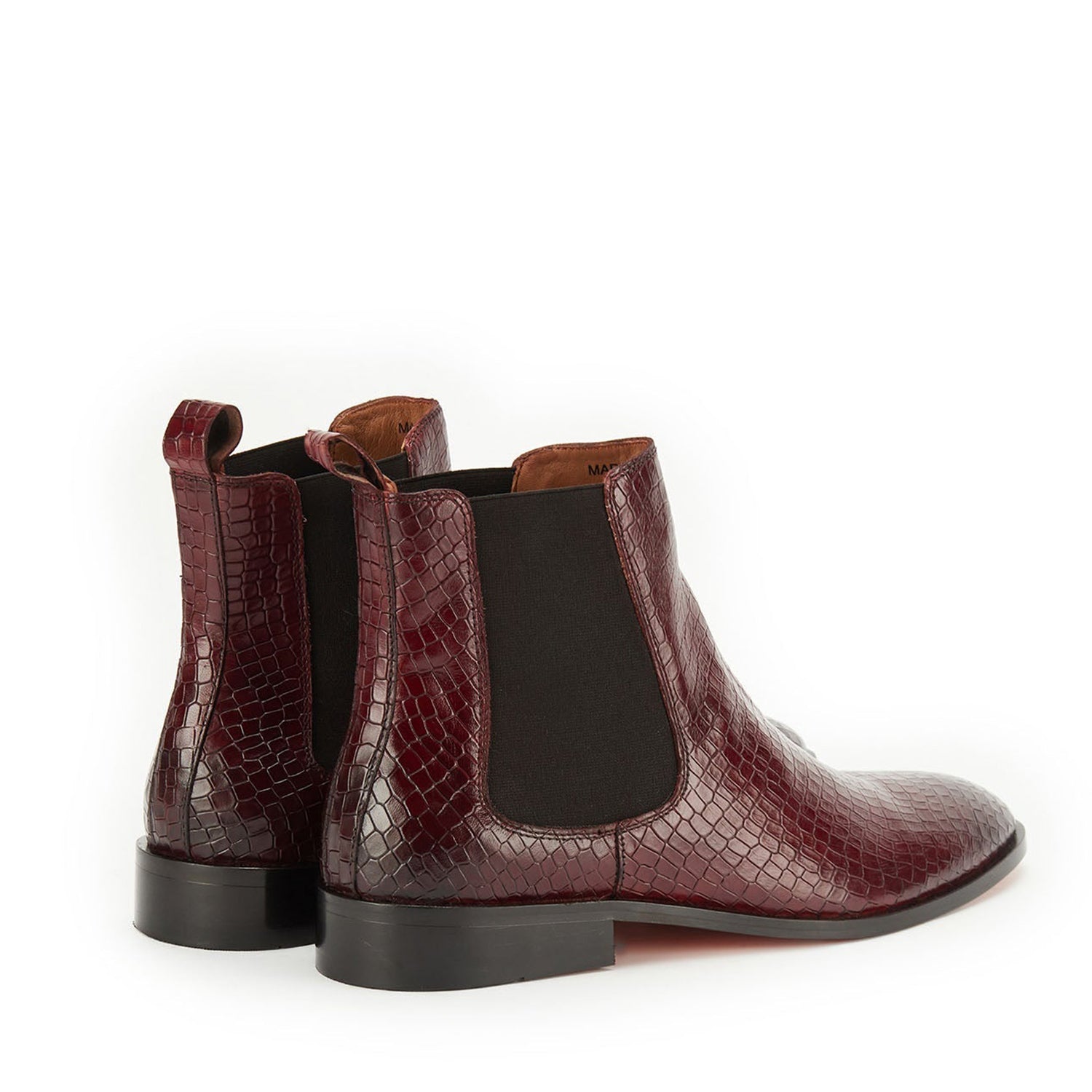 Wine Croco Leather Boots