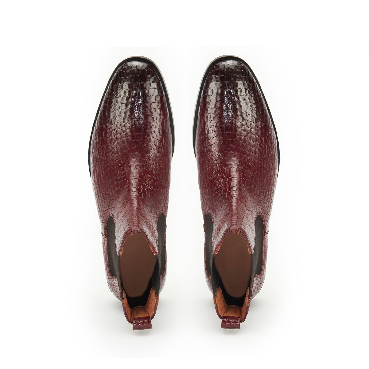 Wine Croco Leather Boots