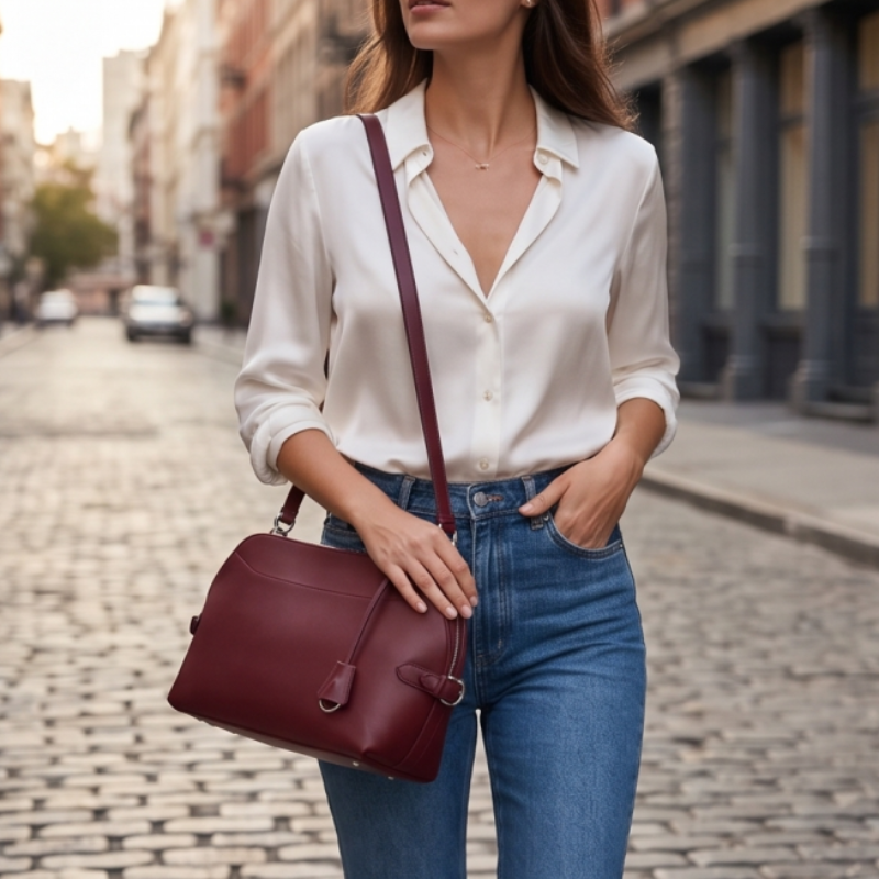 Valencia Curve Leather Luxury Handbag