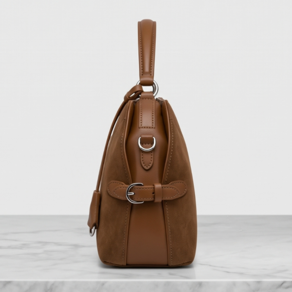 Valencia Curve Leather Suede Luxury Handbag