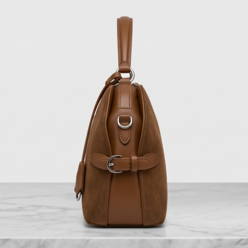 Valencia Curve Leather Suede Luxury Handbag