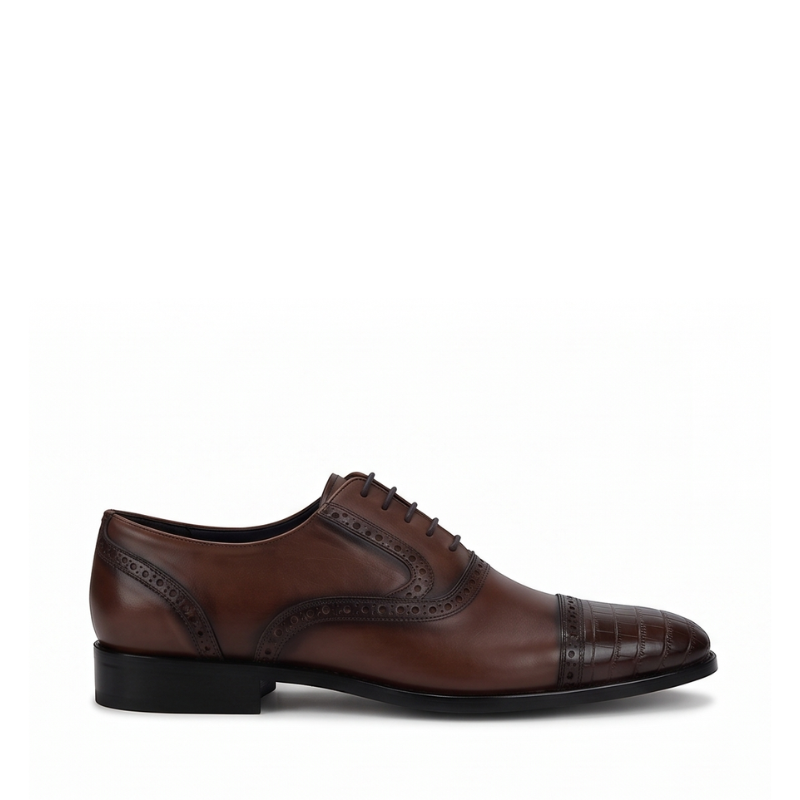 Valentino Croco Medallion Oxford Shoes