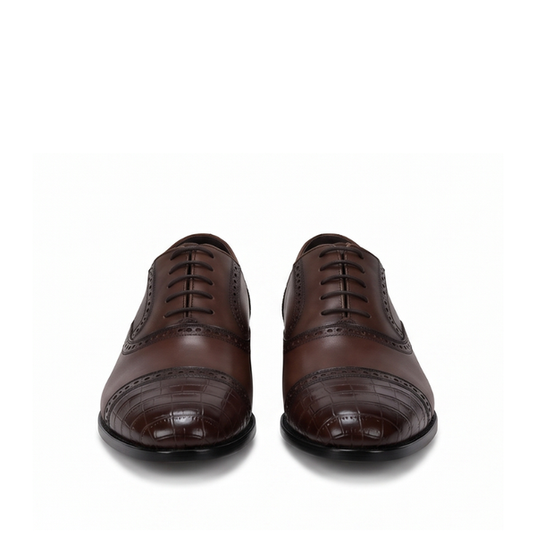 Valentino Croco Medallion Oxford Shoes
