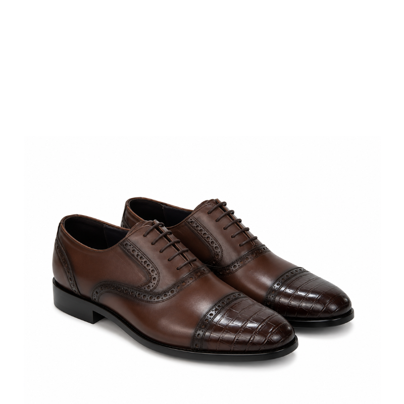 Valentino Croco Medallion Oxford Shoes