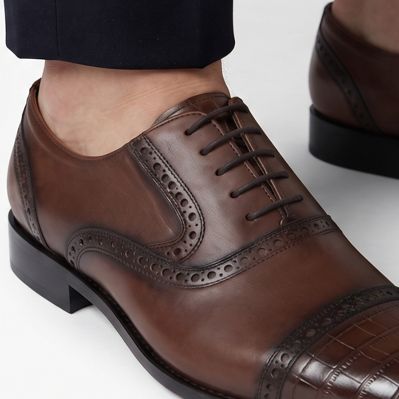 Valentino Croco Medallion Oxford Shoes