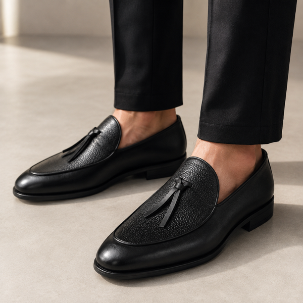 Valerio Textured Tassel Leather Loafer