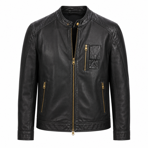 Vanguard Luxury Italian Leather Racer Jacket