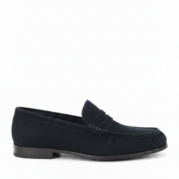 Velaro Classic Italian Penny Loafers - Navy Blue