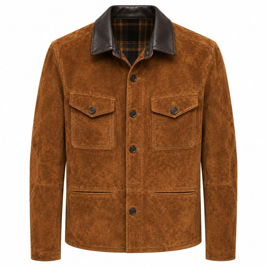 Velaro Cognac Suede Utility Jacket