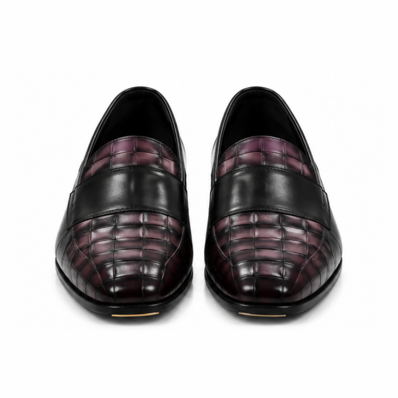 Vellaro Merlot Woven Leather Penny Loafers