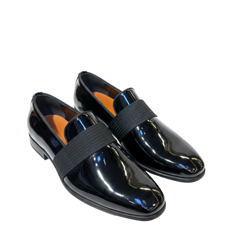 Velour Italian Patent Modern Strap Loafers