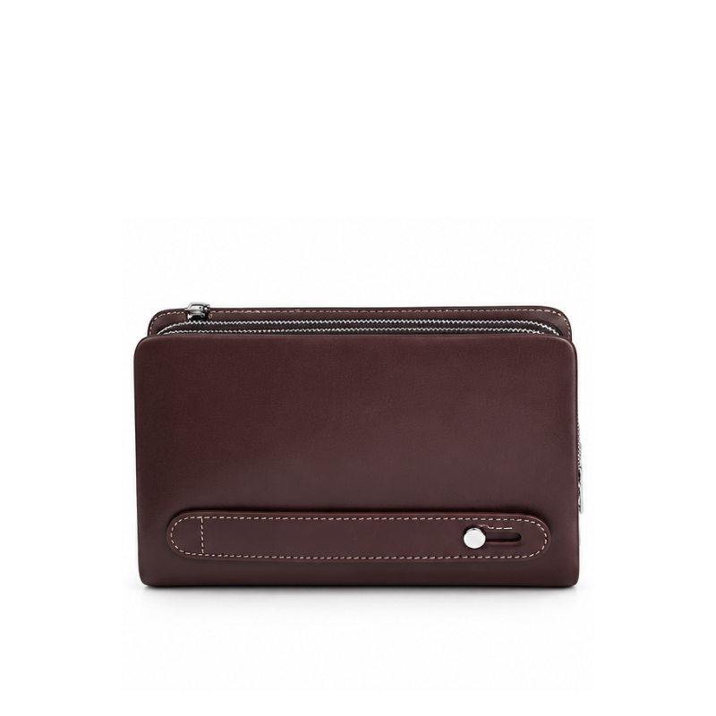 Verona Double-Zip Leather Clutch