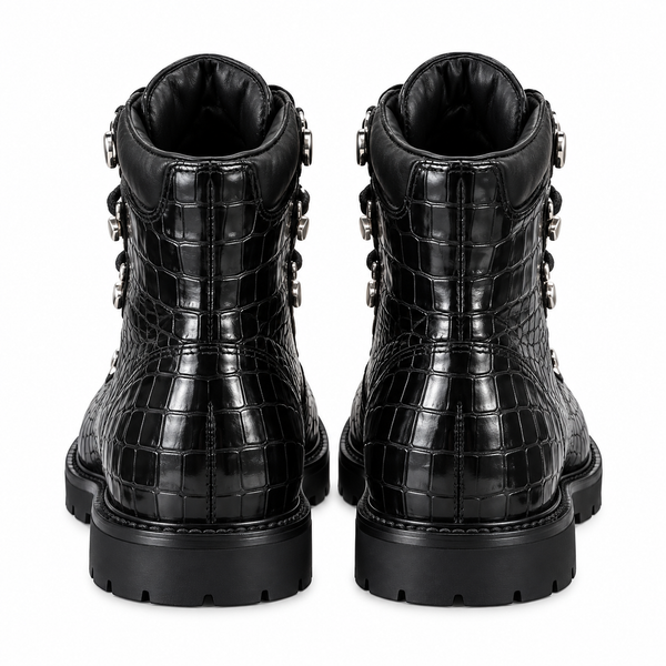 Verona Croc Lace-Up Boots