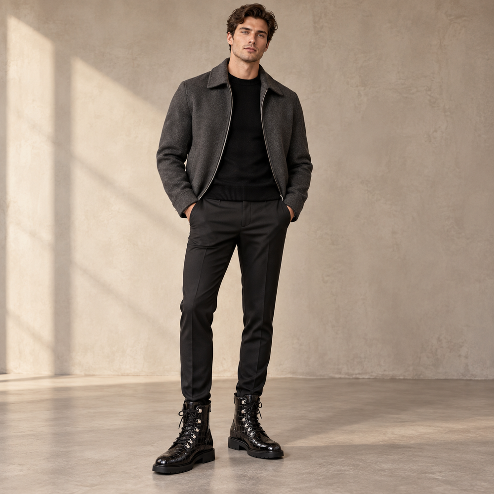 Verona Croc Lace-Up Boots