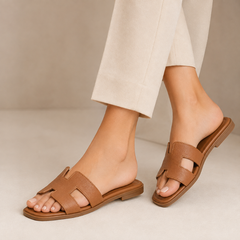 Verona H-Cut Leather Slide Sandals