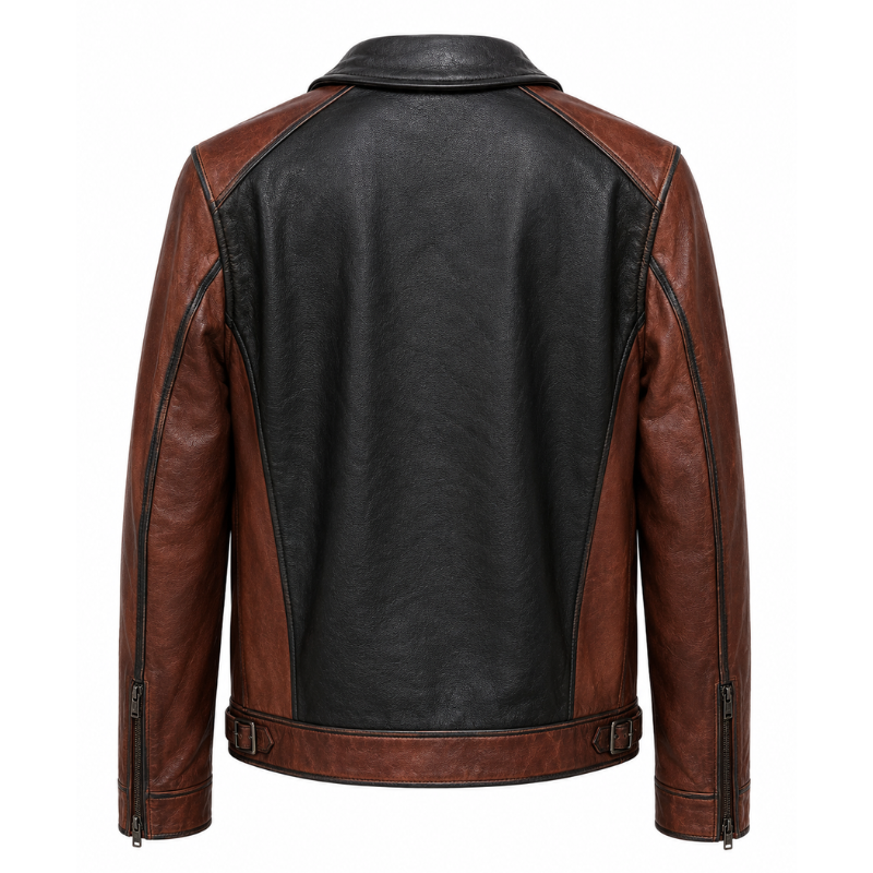 Vintage Leather Dual Tone Trucker Jacket