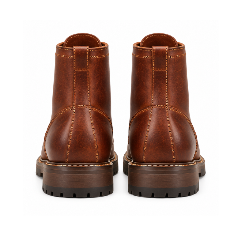 Vintage Rugged Leather Lace-Up Boots