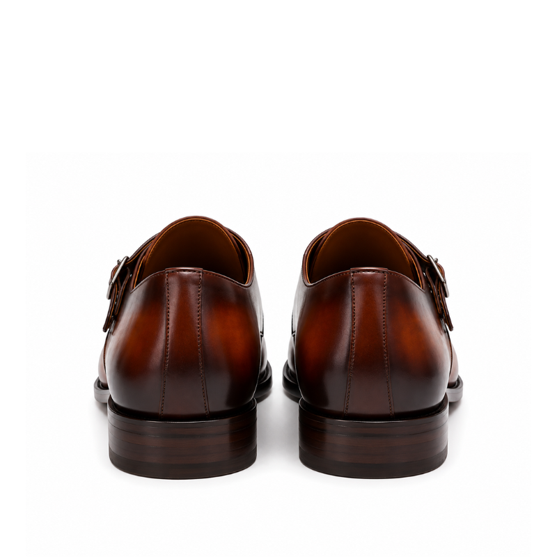 Vittorio Cognac Patina Double Monk Shoes