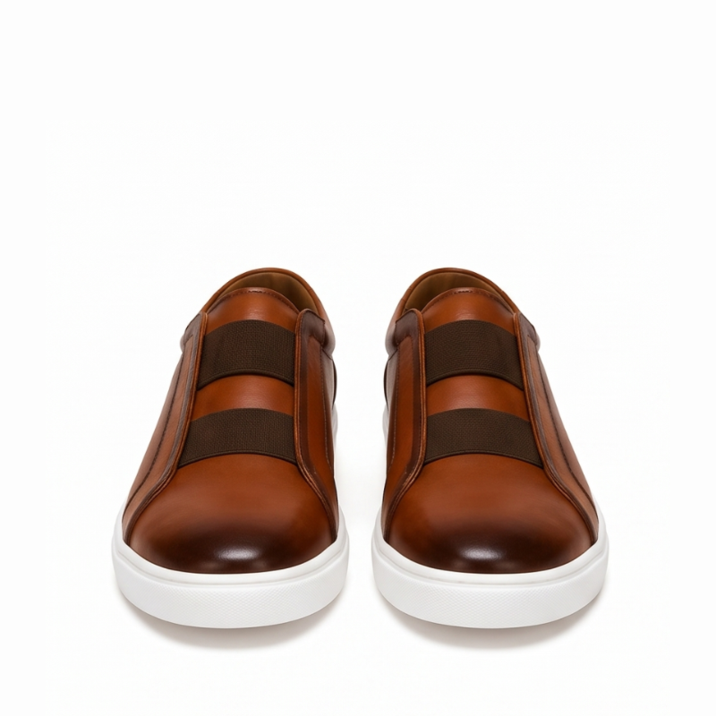 Vittorio Glide Double Stitch Men's Leather Slip-On Sneakers