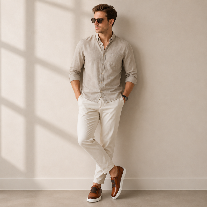 Vittorio Glide Double Stitch Men's Leather Slip-On Sneakers