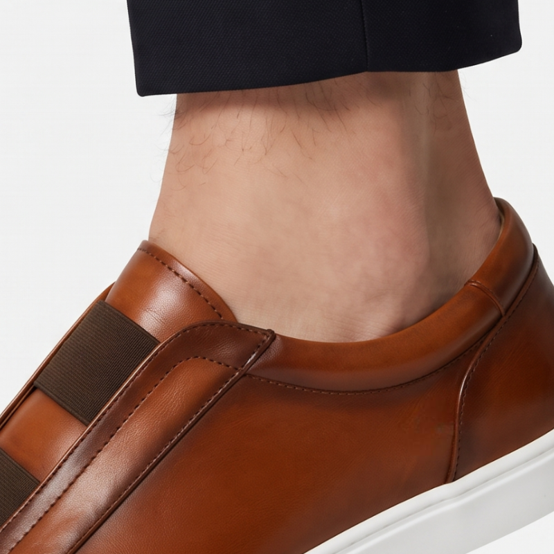 Vittorio Glide Double Stitch Men's Leather Slip-On Sneakers