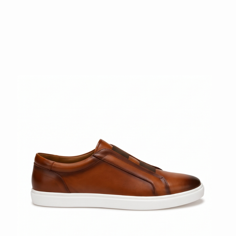 Vittorio Glide Double Stitch Men's Leather Slip-On Sneakers