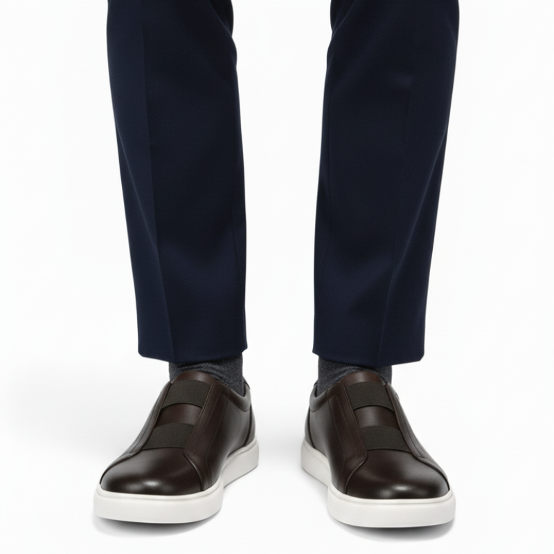 Vittorio Glide Double Stitch Men's Leather Slip-On Sneakers