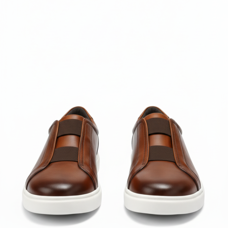 Vittorio Glide Double Stitch Men's Leather Slip-On Sneakers