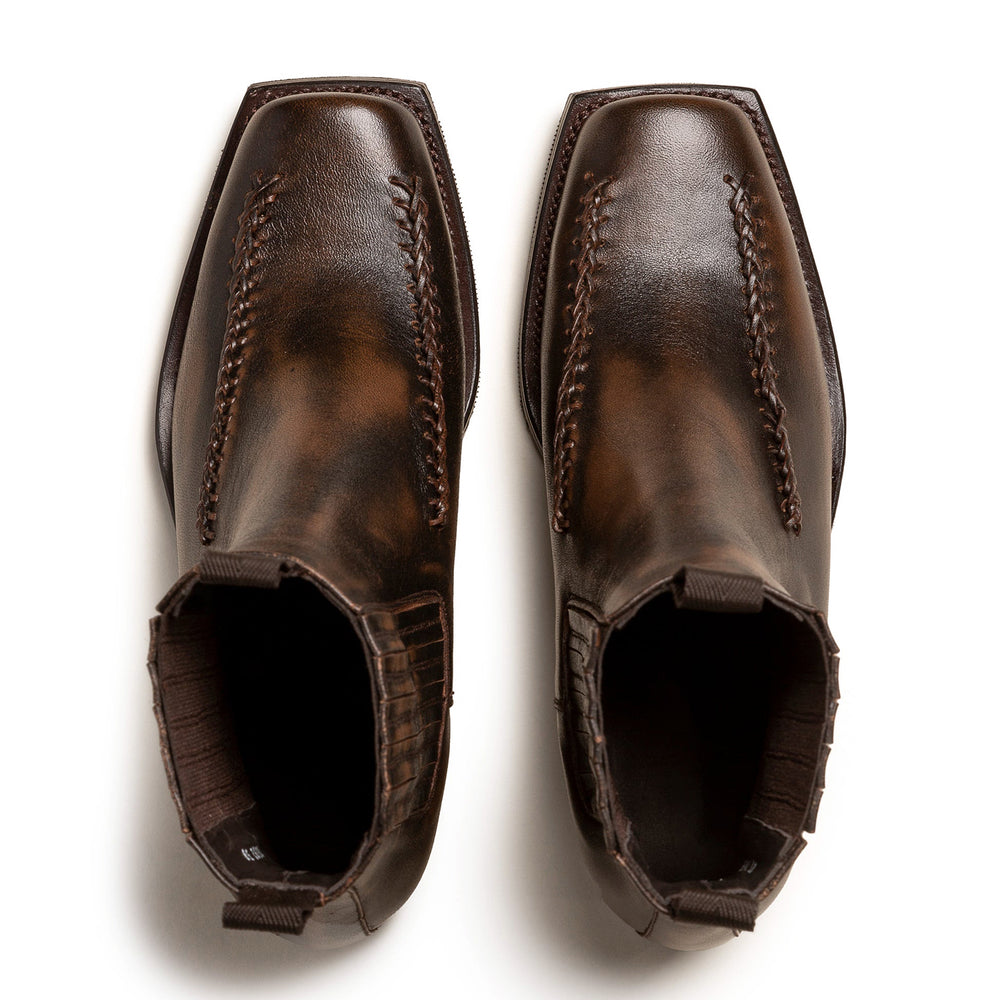 Men s Square Toe Braided Detail Chelsea Boot