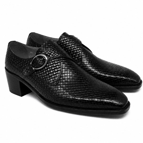 Dark Waved Single Monk Strap Shoes
